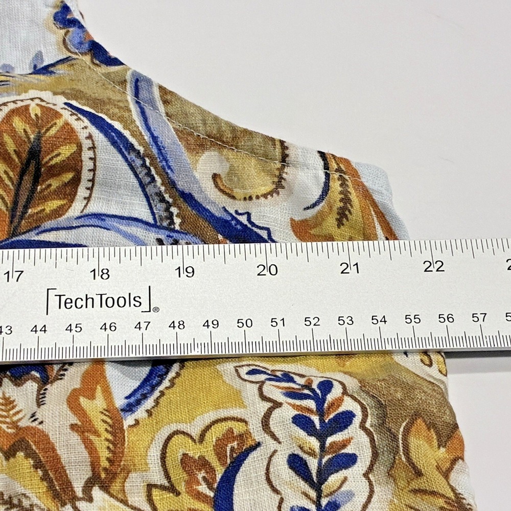 Joie 100% Linen Pastel Blue Floral Sleeveless Top Womens XL Coastal Beach Resort - Picture 8 of 10